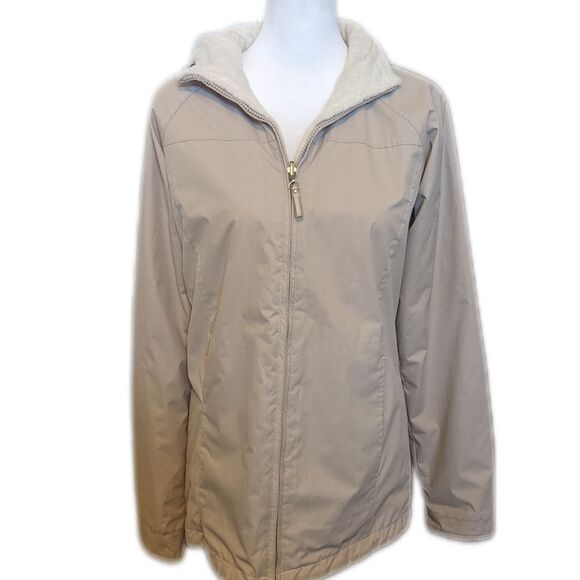 IZOD reversible cream off white weather resistant jacket, fleece interior XS - Picture 1 of 10